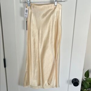 Elegant Butter Yellow Satin Skirt